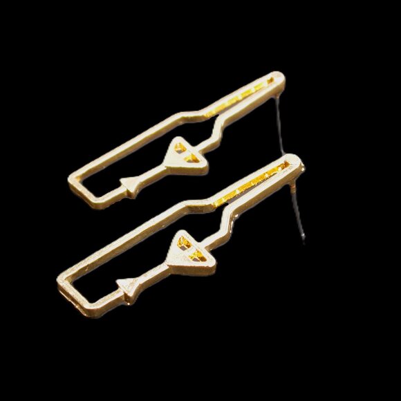 Wine bottle and glass fashion earrings designed in a gold plated finish. - Picture 4 of 6